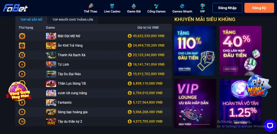 Giao diện ứng dụng cá cược 5mb Game trên điện thoại